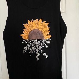 Sunflower Graphic Black Tank Top